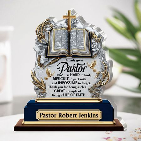 A Truly Great Pastor - Personalized Custom Shaped Squared Acrylic Plaque